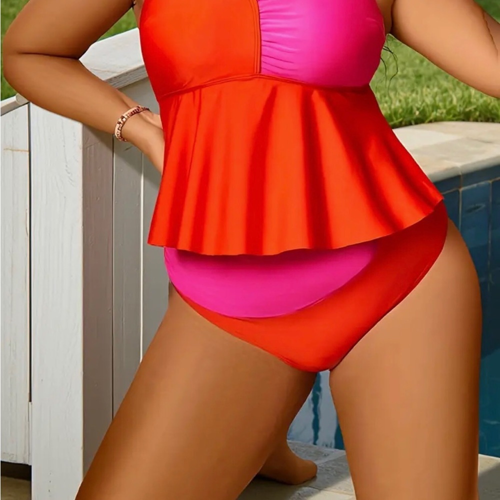 Kids Swimwear Set in Red and Pink